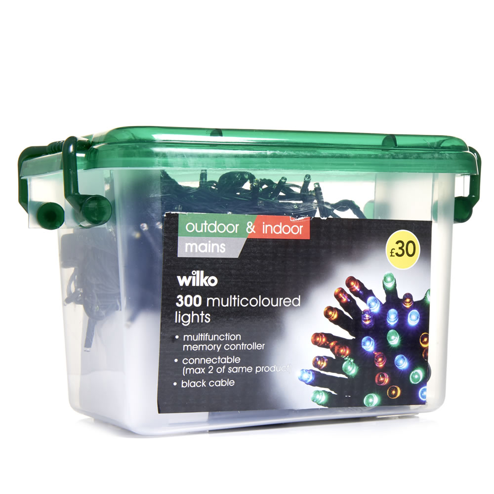 Wilko 300 Multicoloured Multifunctional LED       Christmas Lights with Black Cable Image 2