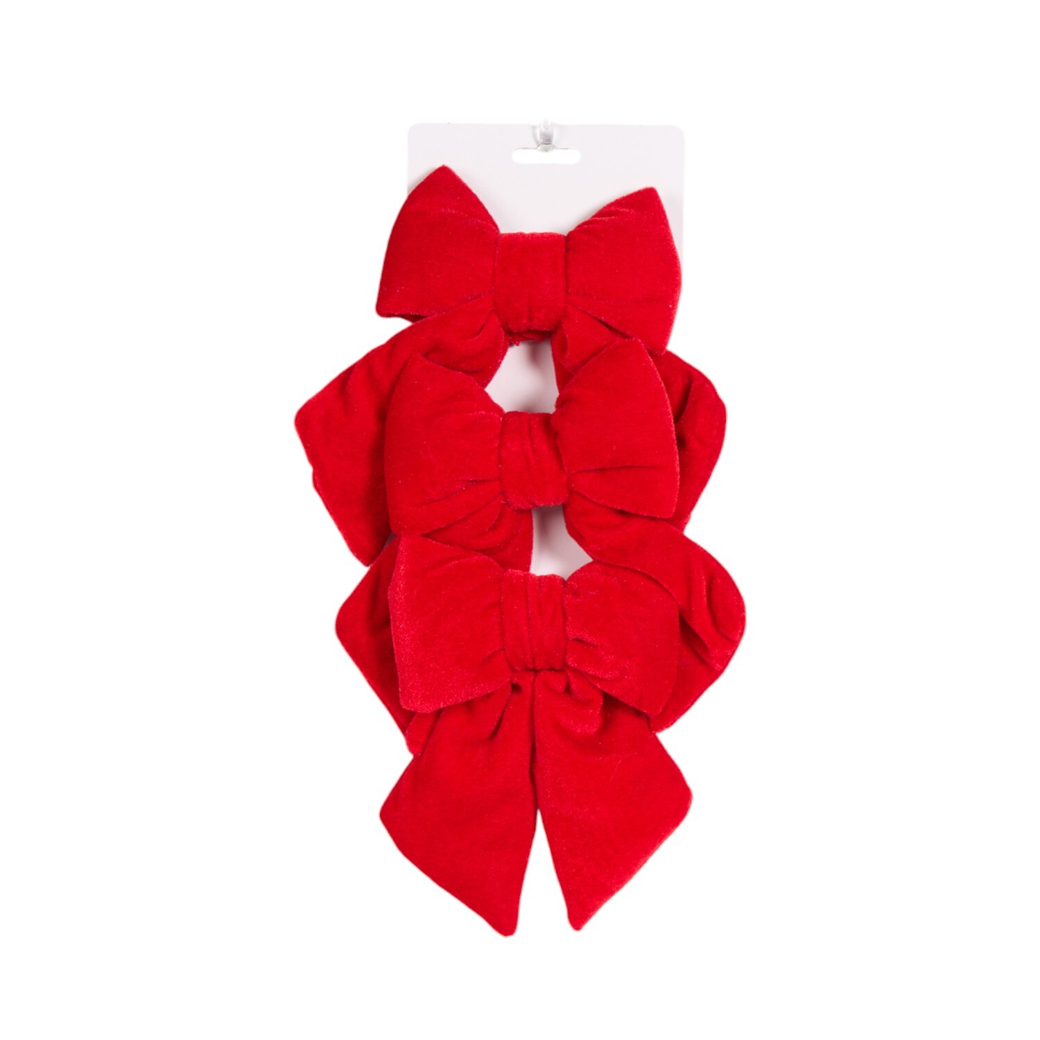 Set of 3 Chunky Plush Bow Tree Decorations Image 3
