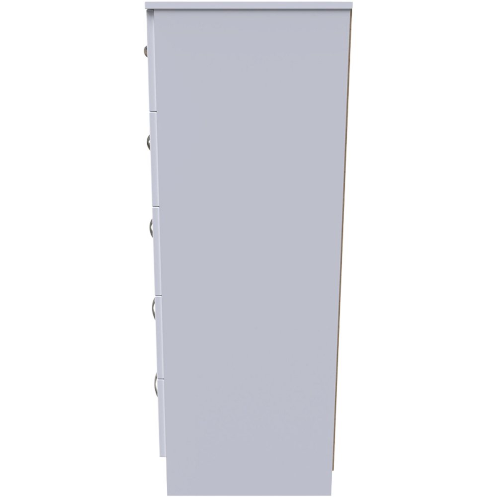 Crowndale Avon 5 Drawer White Matt Tall Bedside Cabinet Ready Assembled Image 4