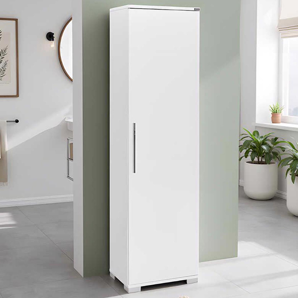 FWStyle Single Door 5 Tier Gloss White Storage Cabinet Image 1