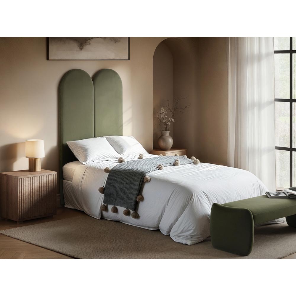 Solace+Co Cirrus Khaki Green Velvet Headboard Panel 2 Pack Image 2