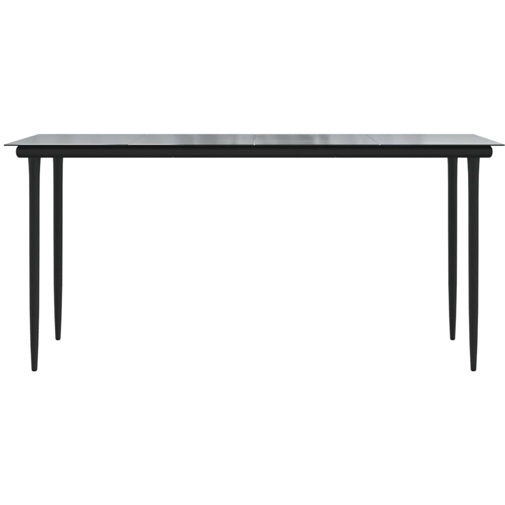vidaXL 6 Seater Black Powder Coated Steel and Tempered Glass Dining Table Image 3
