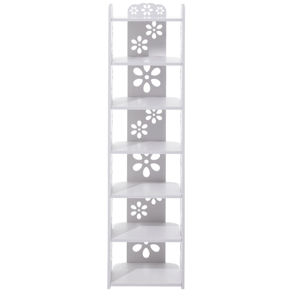 H&O Direct 7 Tier White Open Shoe Rack Image 1