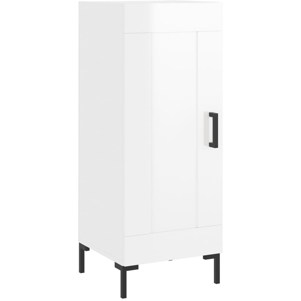 vidaXL Single Door High Gloss White Sideboard Image 2