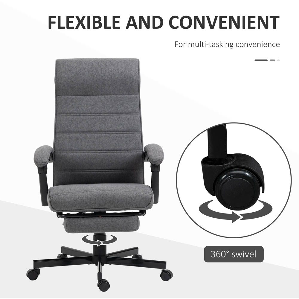 Portland Grey Linen Swivel Office Chair Image 6