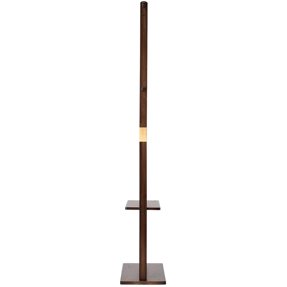 Living and Home Single Shelf Walnut Freestanding Clothes Rack with 5 Hooks Image 3