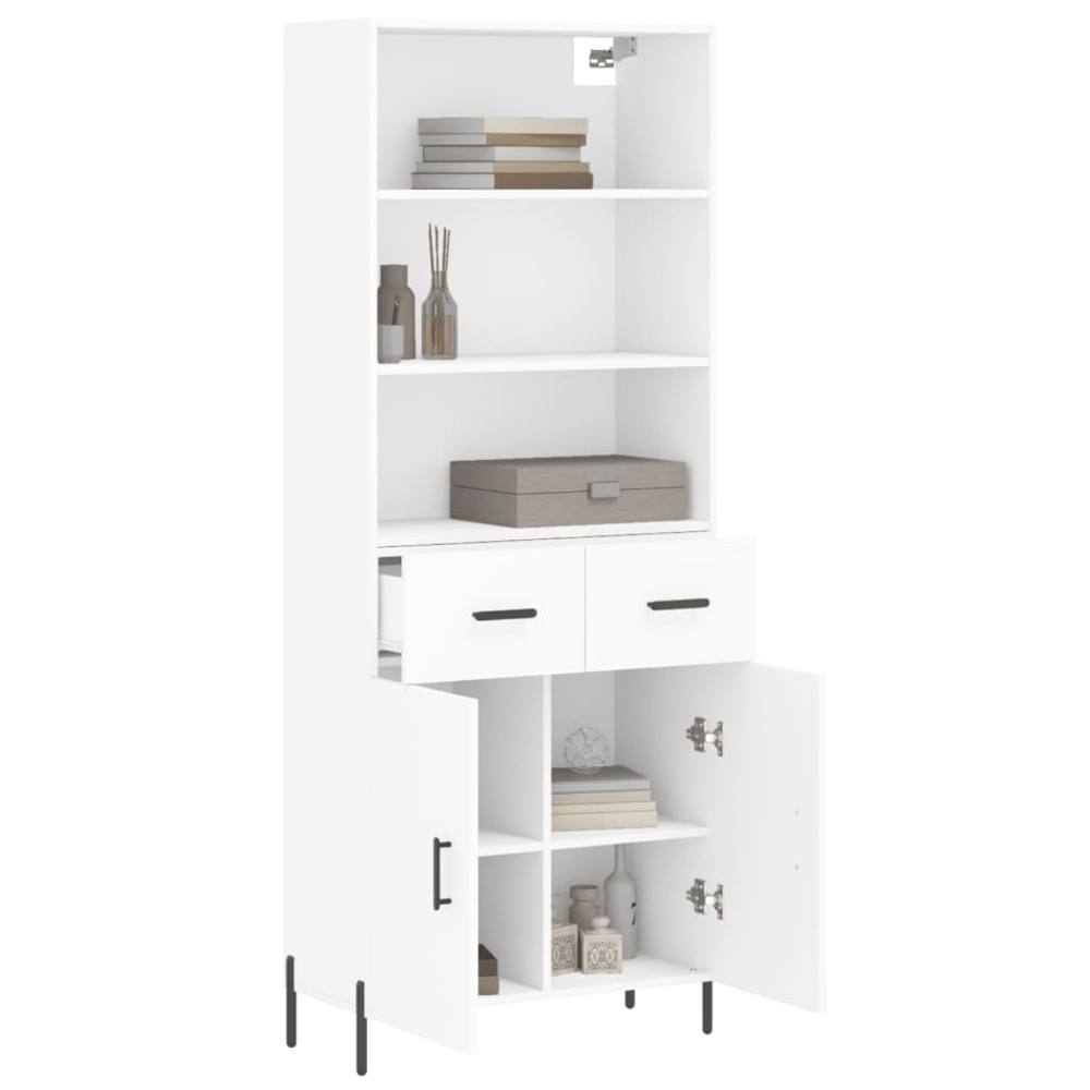 vidaXL 2 Door 2 Drawer 3 Shelf White Highboard Image 3
