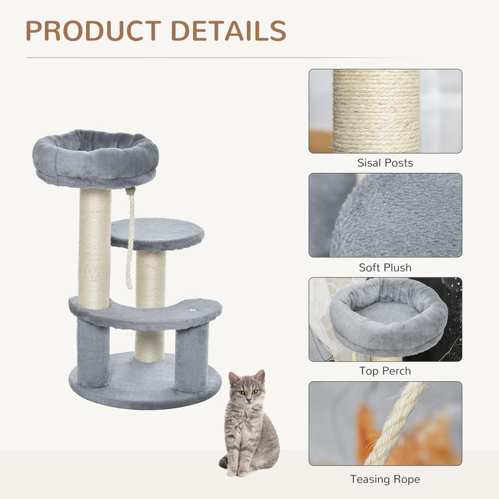 Pawhut Cat Tree Kitty Scratcher Grey 65cm Image 5