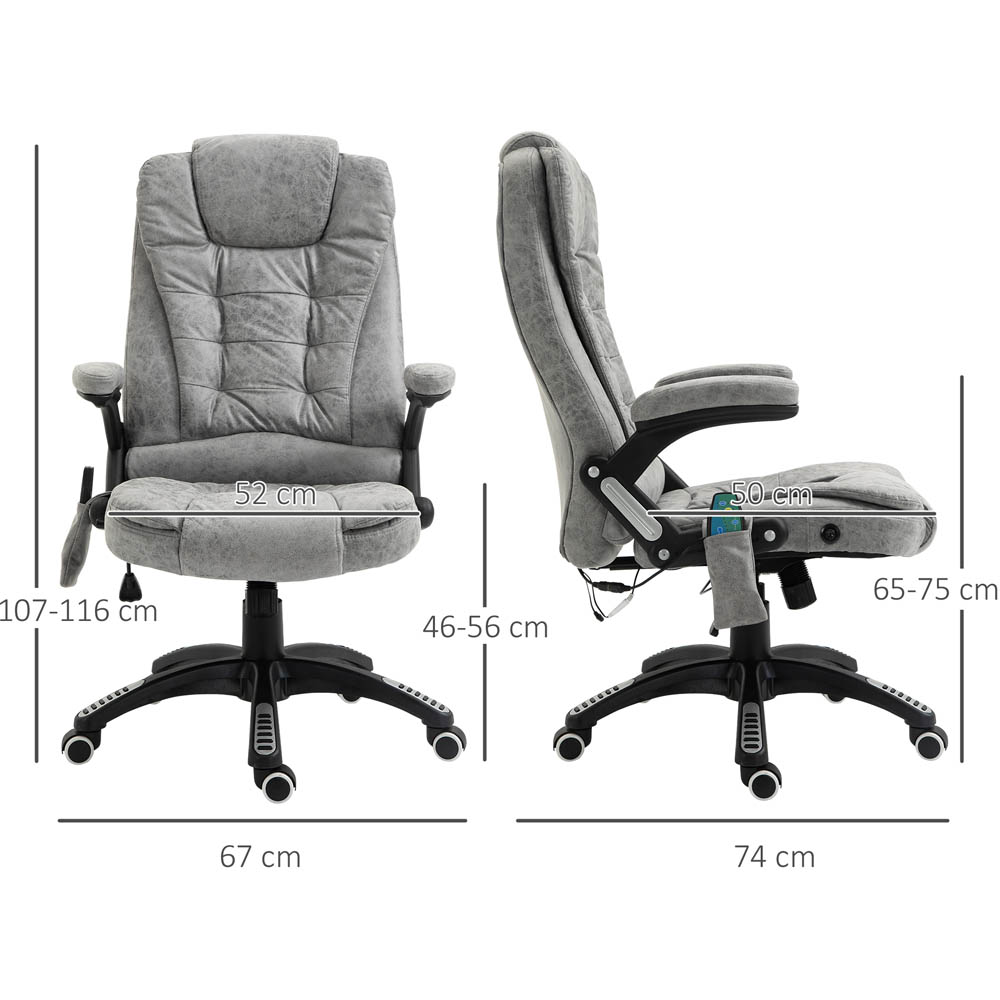 Portland Grey Microfibre Swivel Massage Recliner Office Chair Image 8