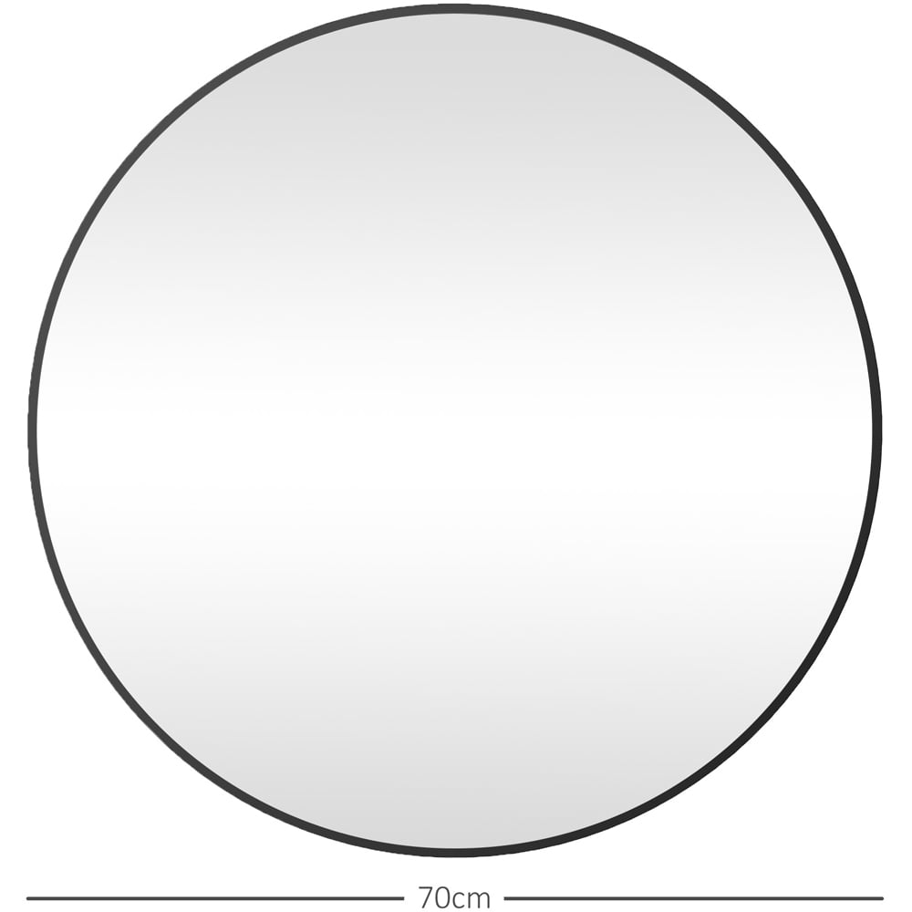HOMCOM Black Steel Frame Round Bathroom Mirror 70 x 70cm Image 9