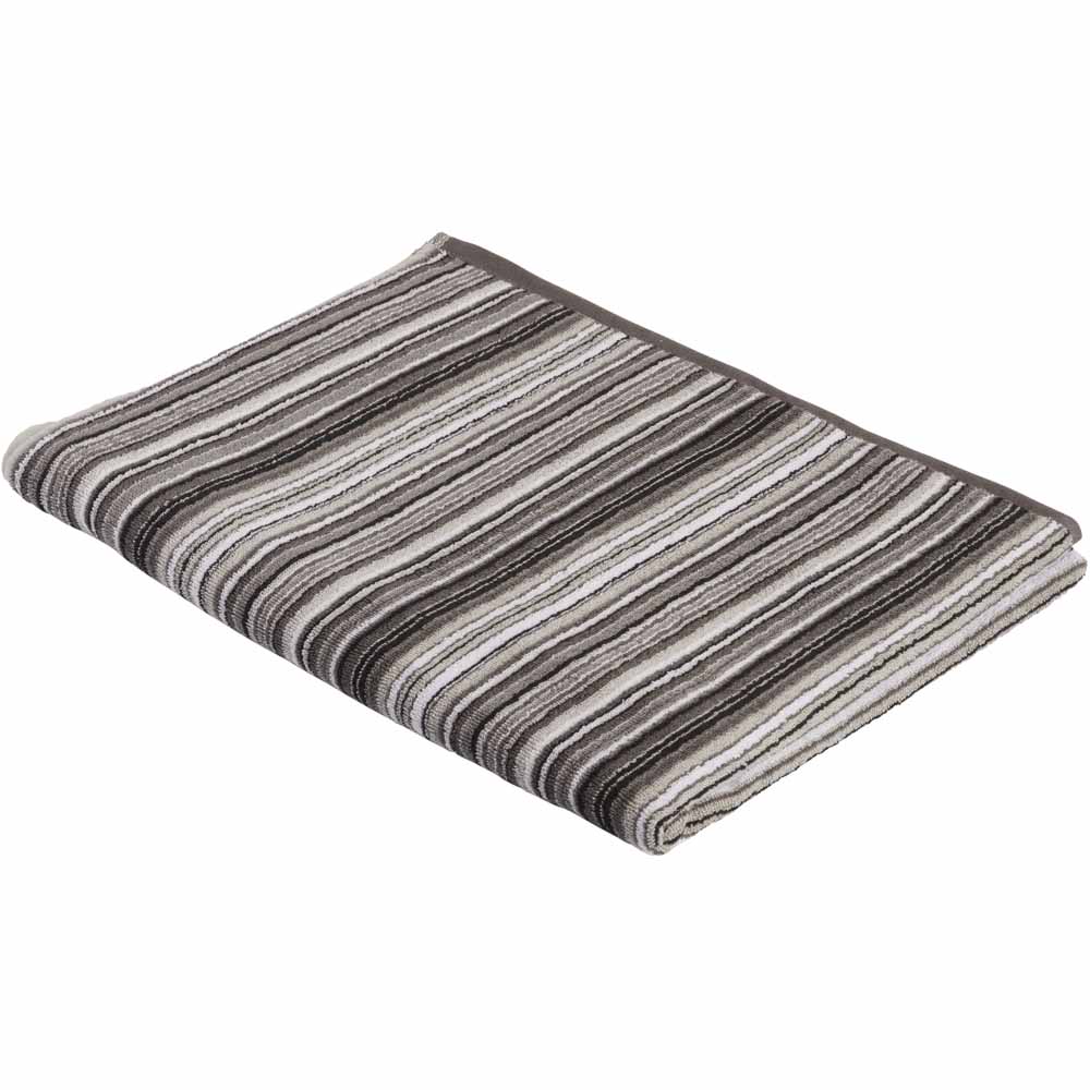 Wilko Grey Stripe Bath Sheet Wilko