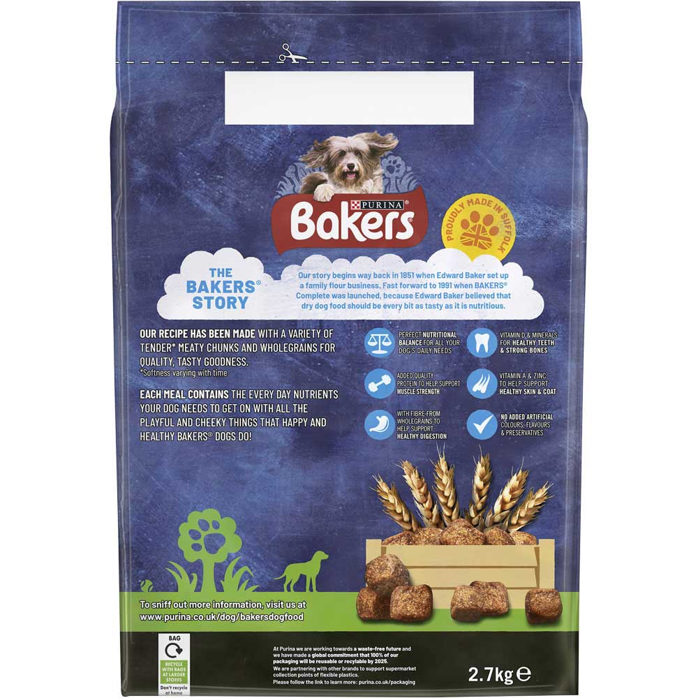 Purina Bakers Meaty Meals Adult Dry Dog Food Chicken Case of 4 x 2.7kg Image 4