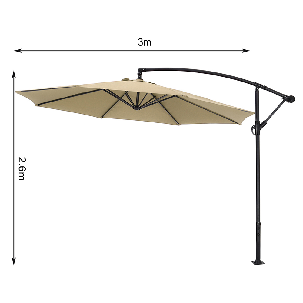 Living and Home Taupe Garden Cantilever Parasol with Round Base 3m Image 7