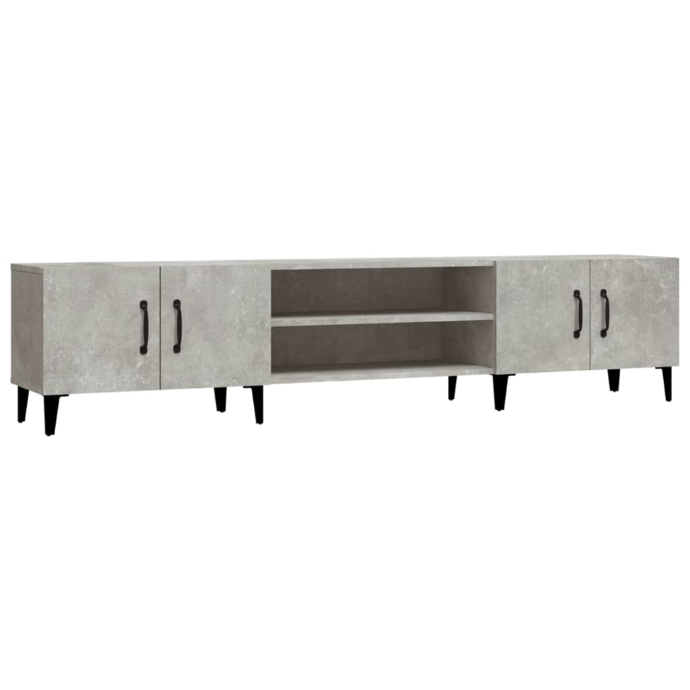 vidaXL 4 Door 2 Shelf Concrete Grey TV Cabinet Image 2