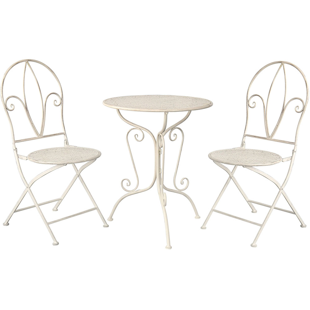 GlamHaus Marseille 2 Seater Bistro Set Antique White Image 2