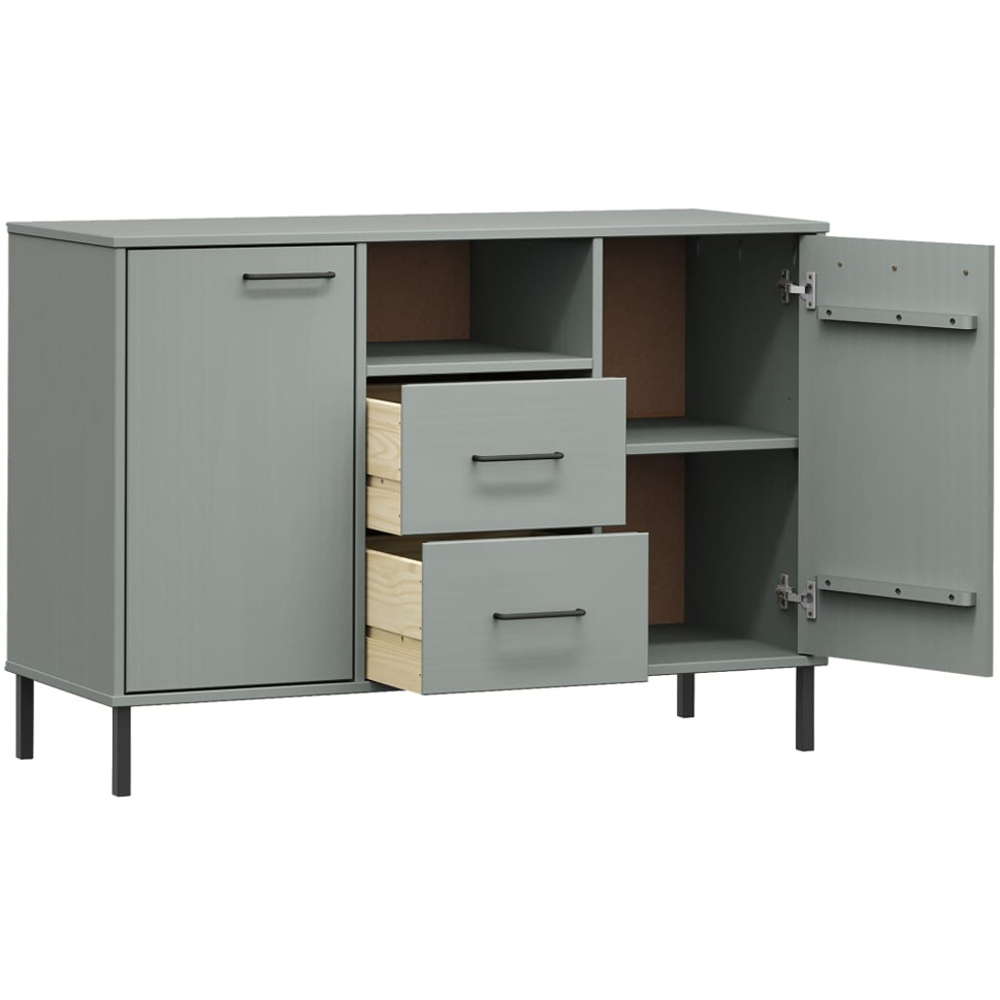 vidaXL 2 Door 2 Drawer Single Shelf Grey Solid Pine Wood Sideboard Image 5