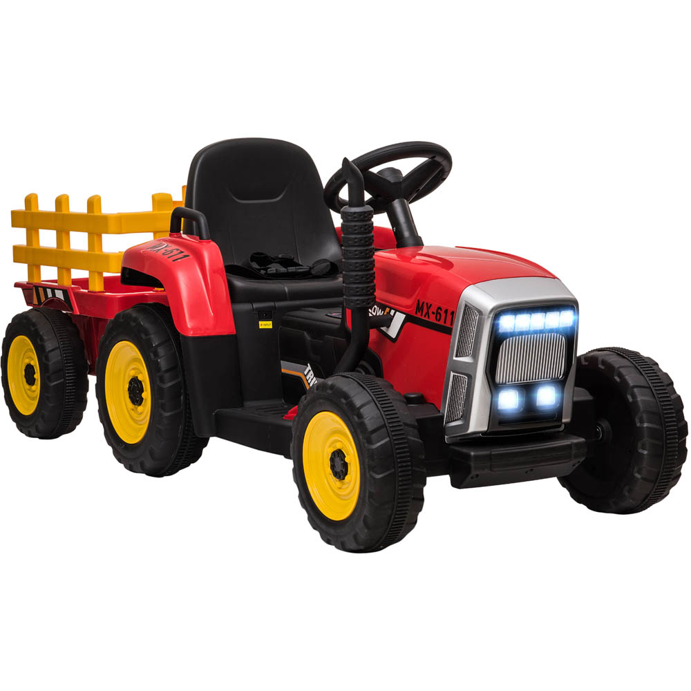 Tommy Toys Kids Ride On Electric Tractor with Trailer Red 12V Image 1