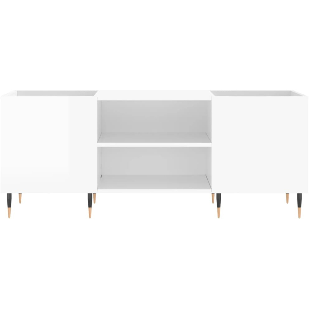 vidaXL 2 Shelf High Gloss White Record Cabinet Image 4