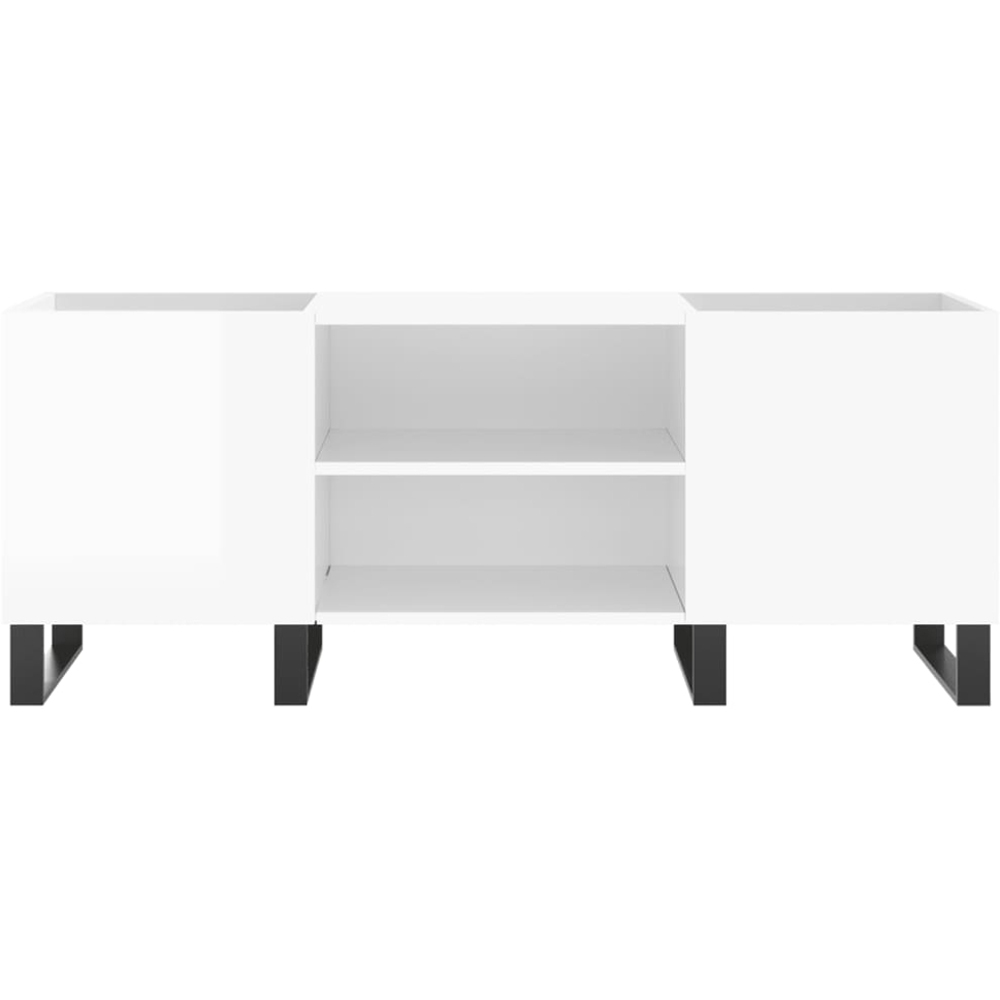 vidaXL 2 Shelf High Gloss White Record Cabinet Image 4