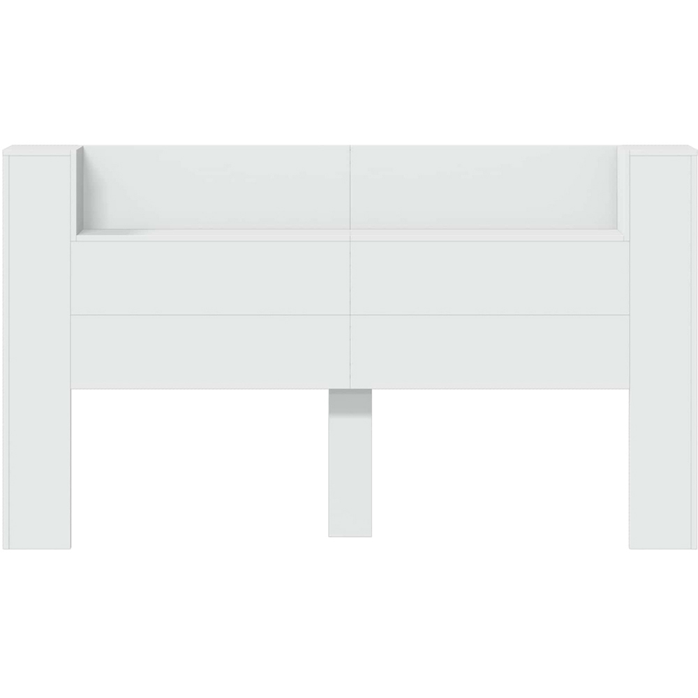 vidaXL Single Shelf White Headboard Cabinet with LED Light Image 5
