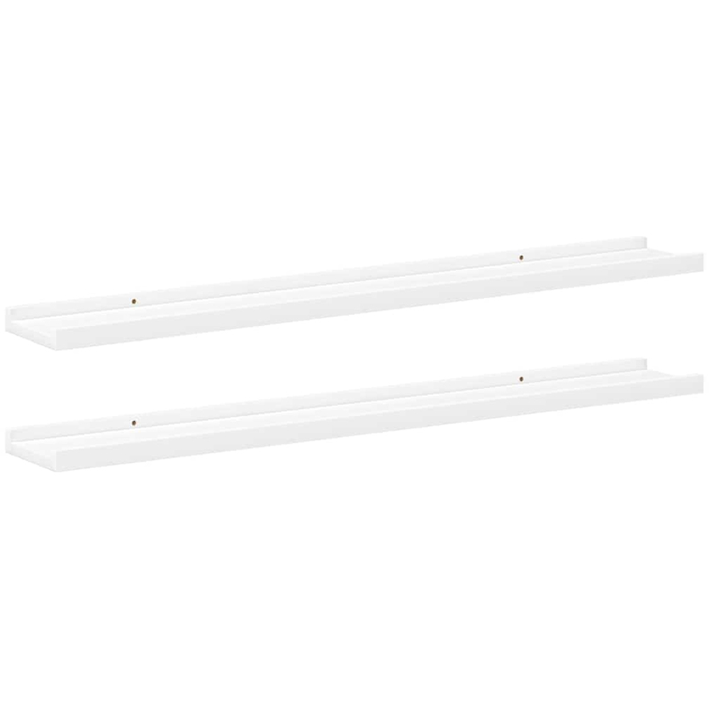 vidaXL 80cm Set of 2 White Floating Picture Frame Ledge Shelf Image 4