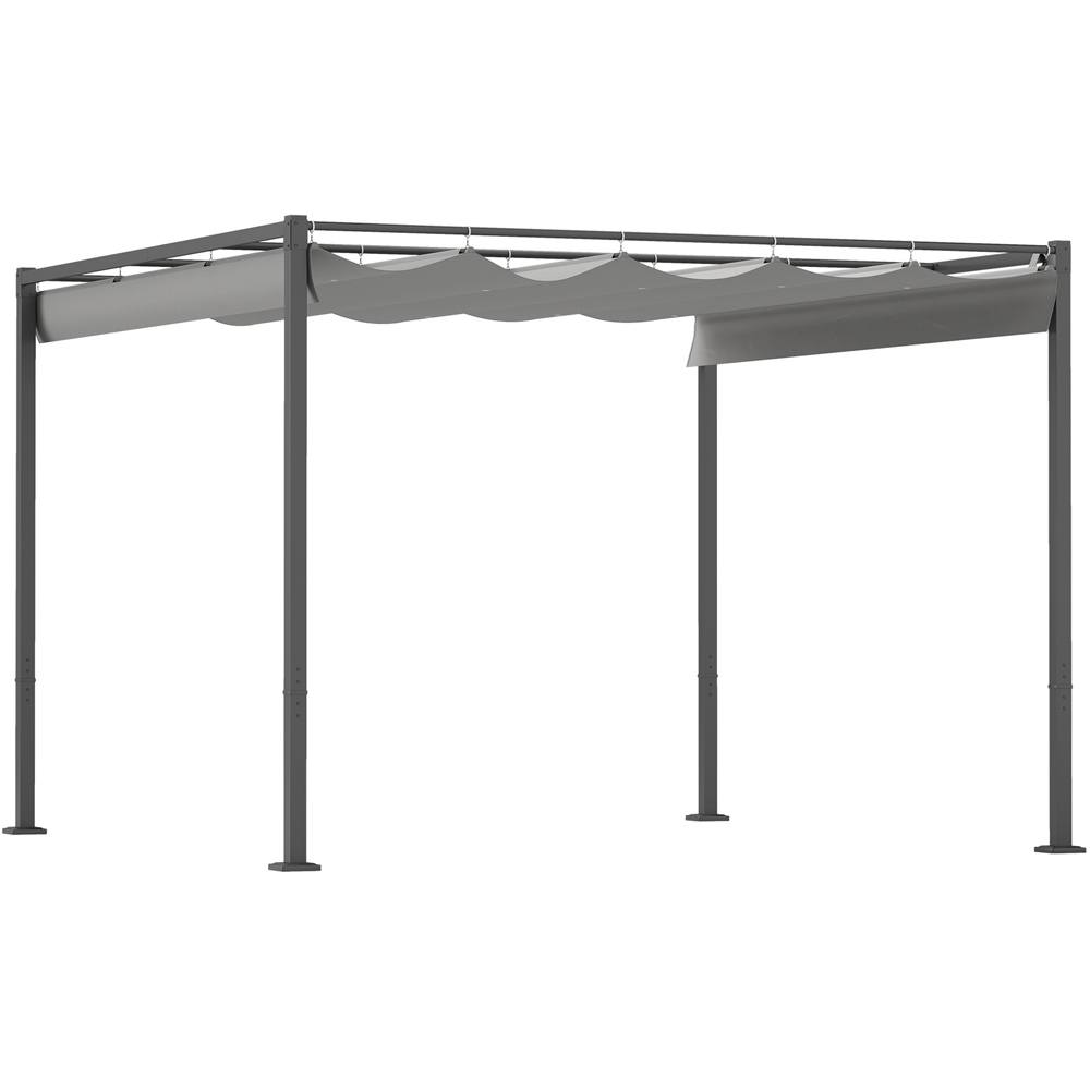 Outsunny 3 x 3m Grey Garden Pergola with Retractable Roof Image 2