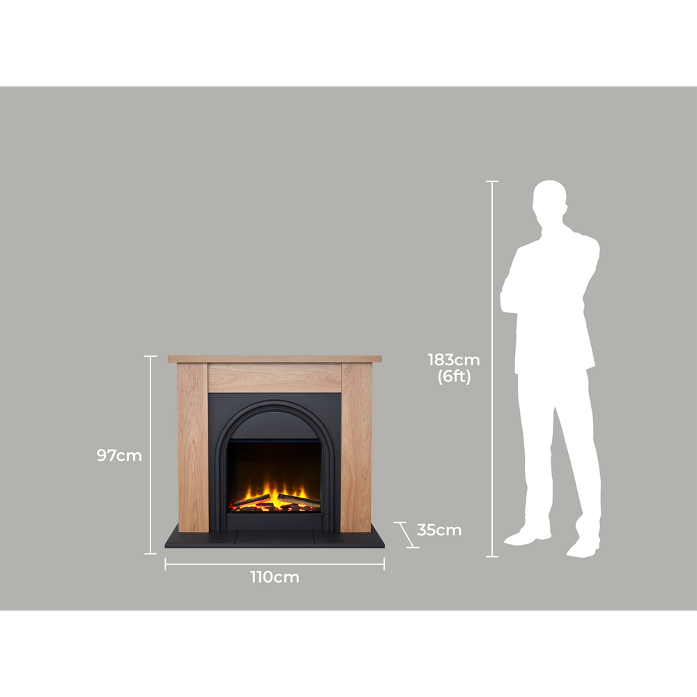 Adam Burlington Oak and Charcoal Grey Electric Fireplace Suite 44 inch Image 9