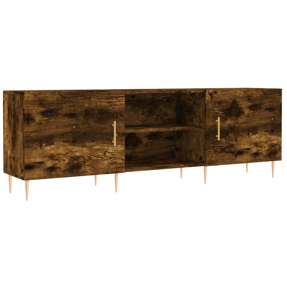 vidaXL 2 Door 2 Open Shelf Smoked Oak TV Cabinet with Legs Image 2