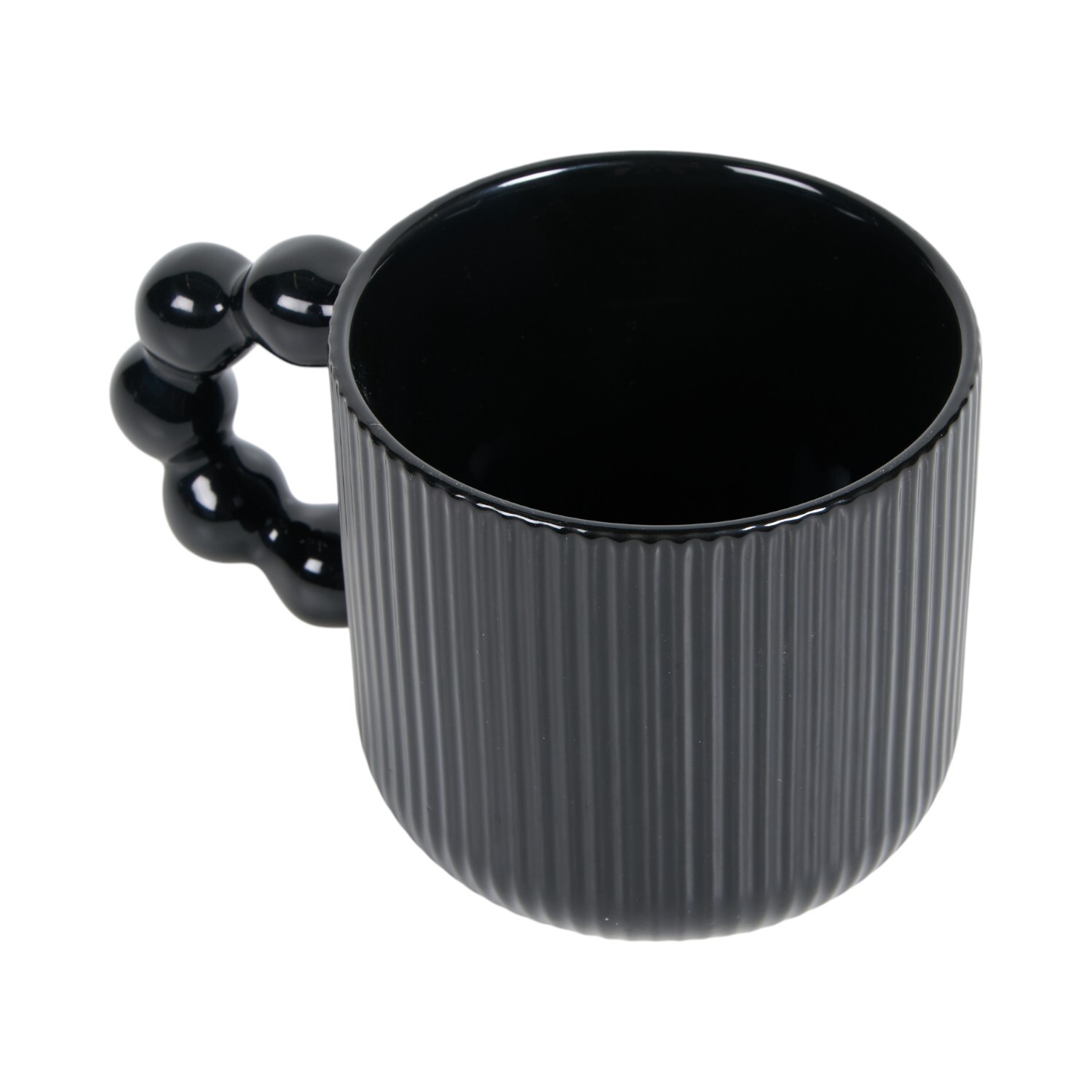 Ribbed Bobble Handle Mug Black or White Image 7