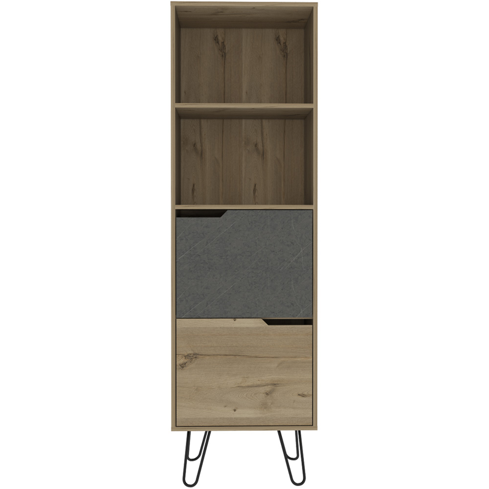 Core Products Manhattan 2 Doors Pine and Grey Tall Bookcase Image 3