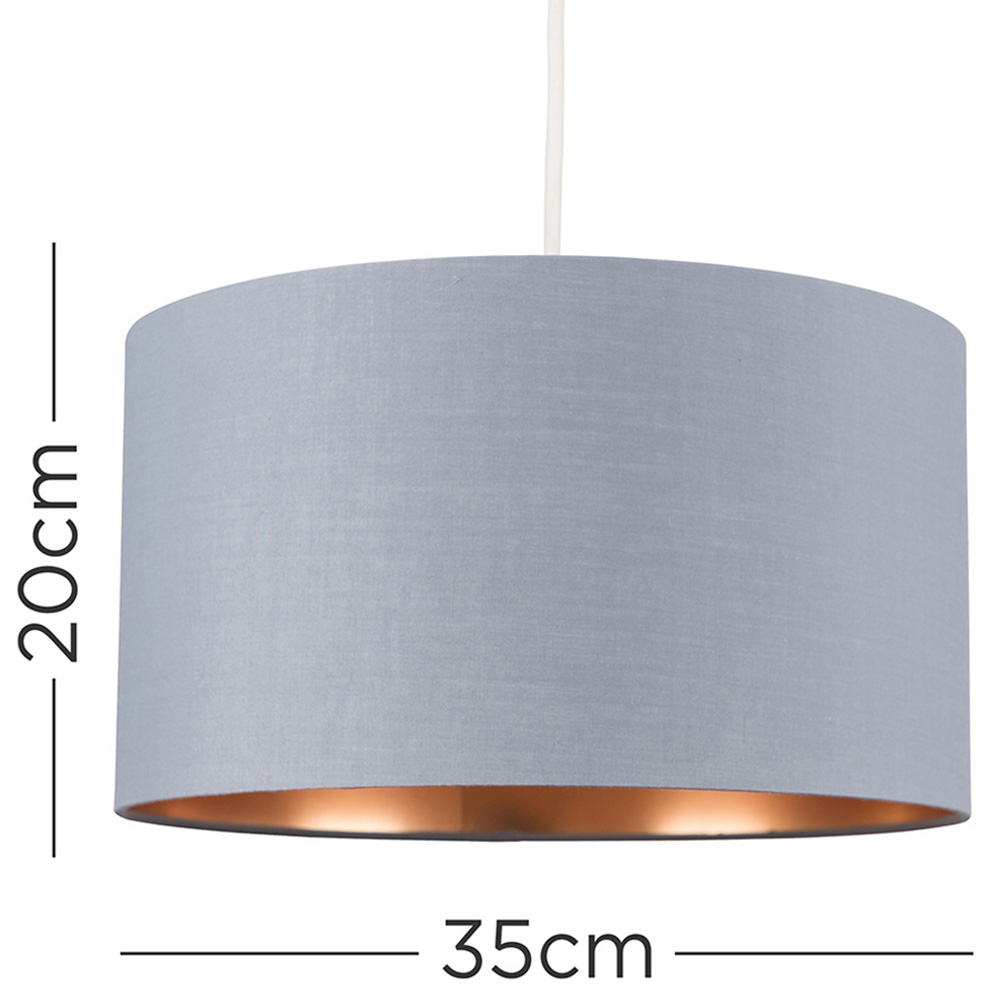 ValueLights Reni Grey and Metallic Copper Ceiling Drum Lamp Shade Medium Image 5