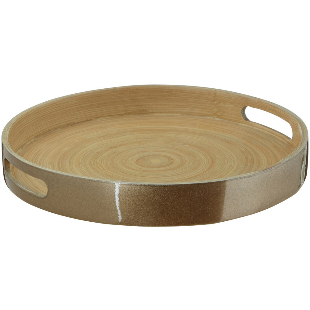 Premier Housewares Kyoto Small Round Gold Serving Tray Image 2