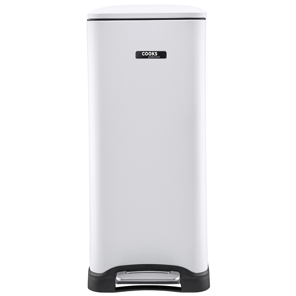 Cooks Professional Dual Recycle Slim Line Pedal Bin White 50L Image 3