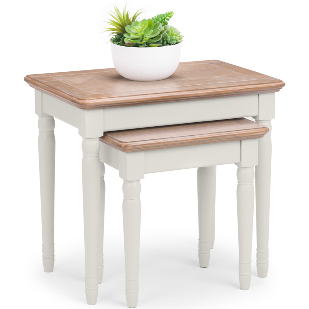 Julian Bowen Provence Light Grey Lacquer Nest of Tables Set of 2 Image 4
