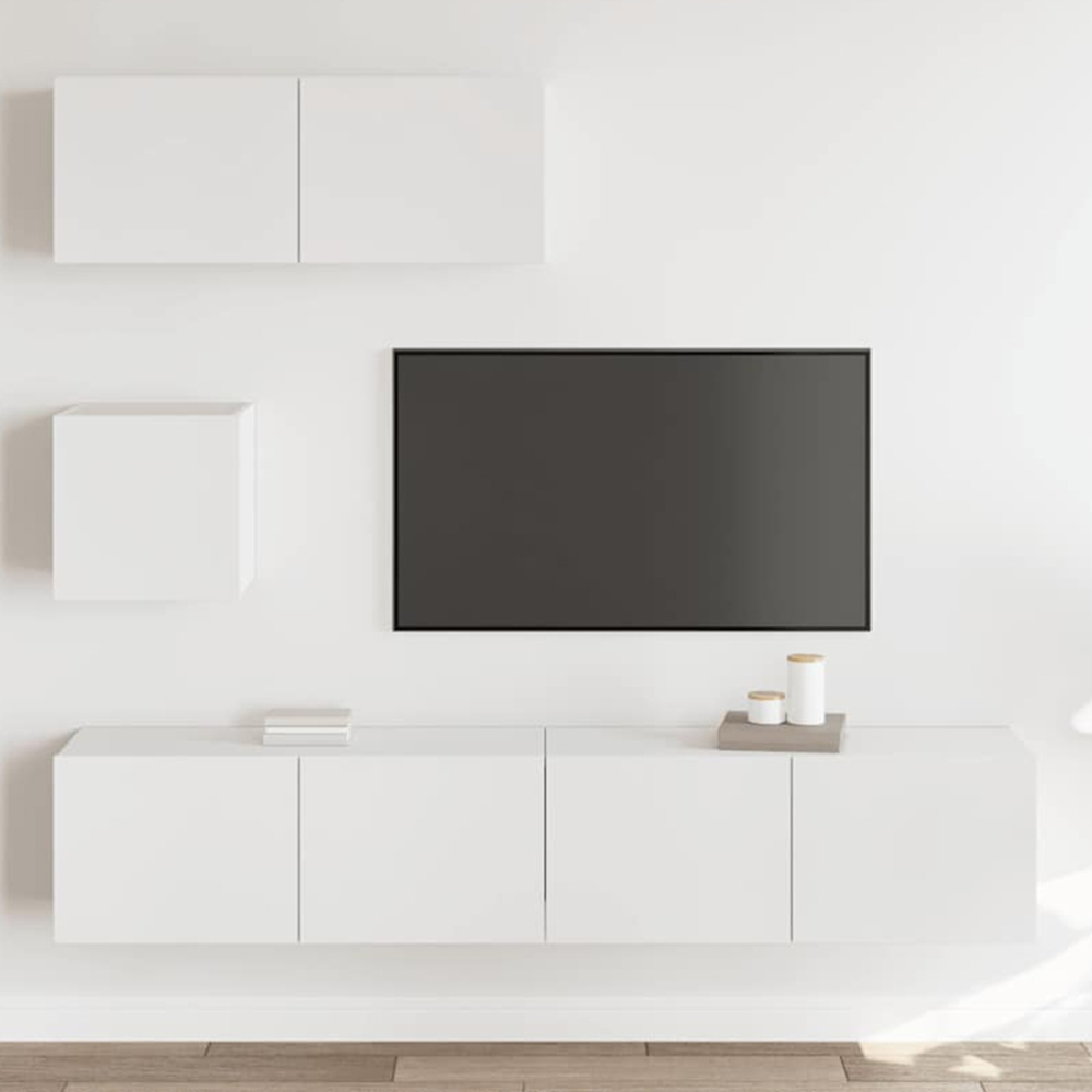 vidaXL 7 Door White TV Cabinet Set of 4 Image 1