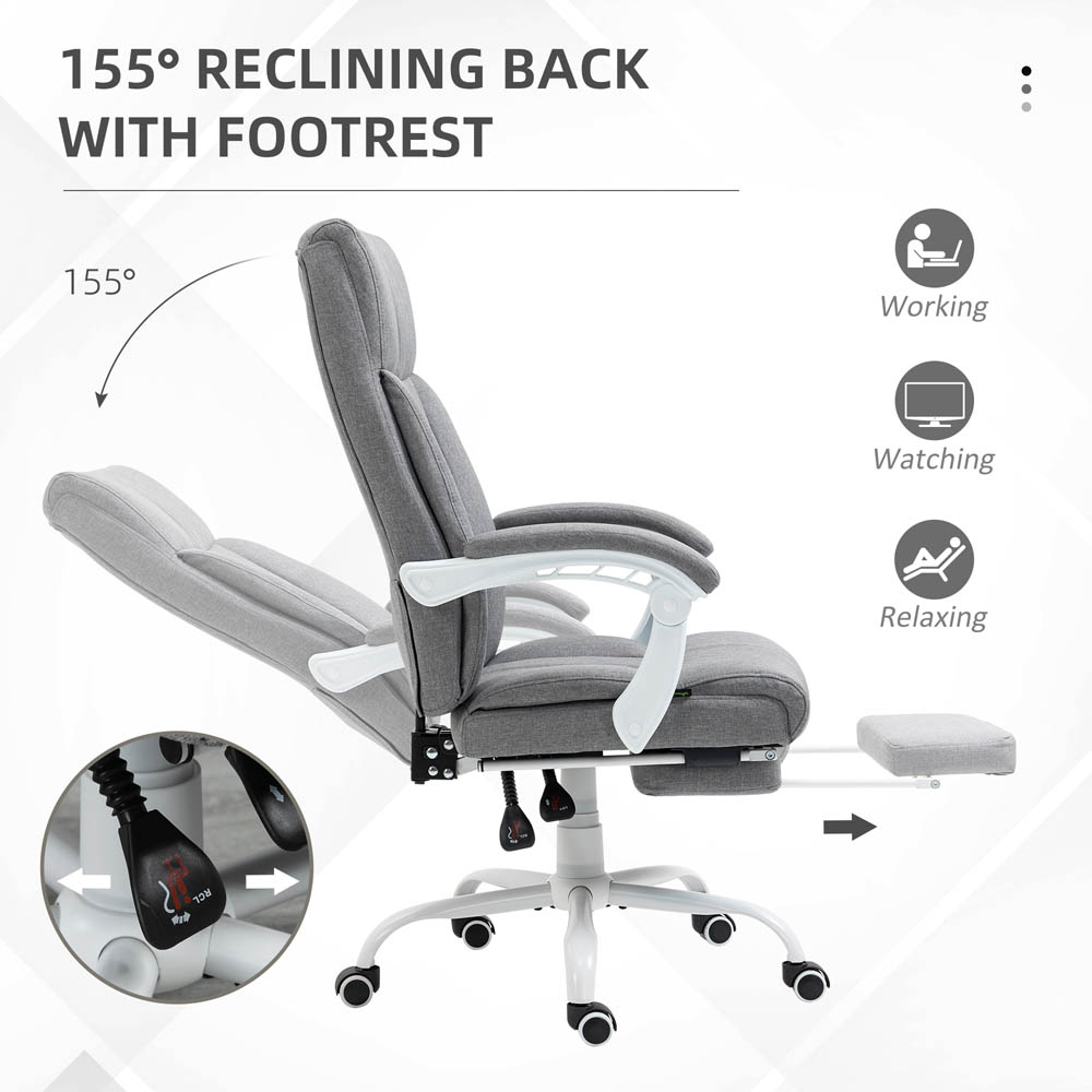 Portland Grey Linen Swivel Recliner Office Chair Image 5