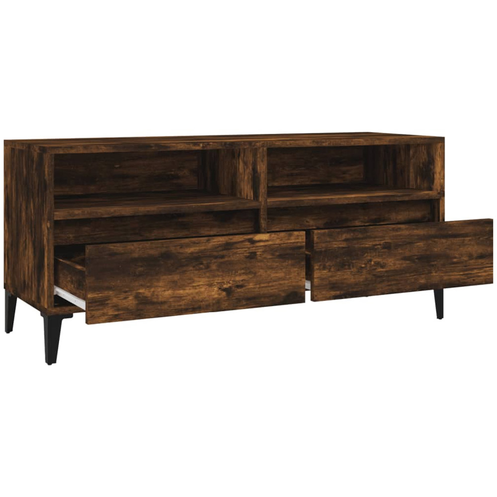 vidaXL 2 Drawer 2 Open Shelf Smoked Oak TV Cabinet with Black Legs Image 8