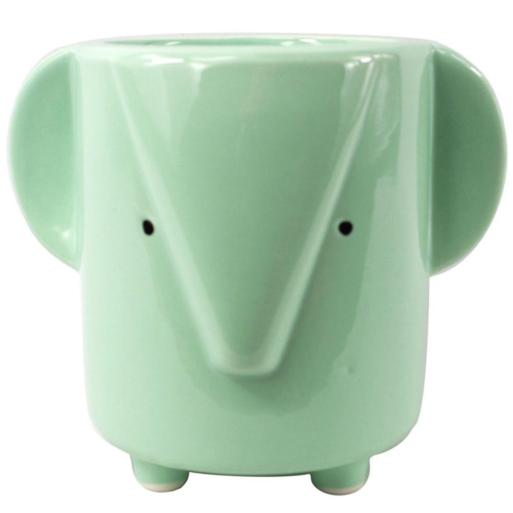 Leaf Blue Ceramic Elephant Planter 13cm Image 1