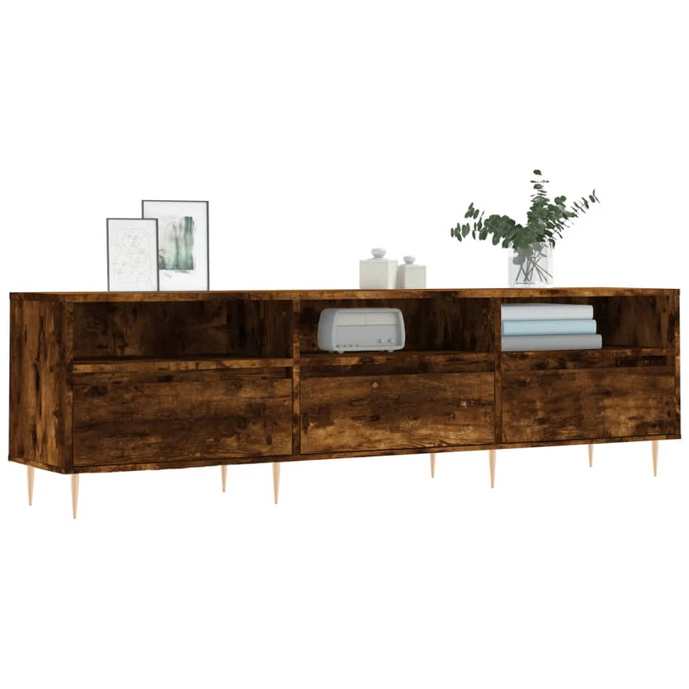 vidaXL 3 Door 3 Shelf Smoked Oak TV Cabinet Image 3
