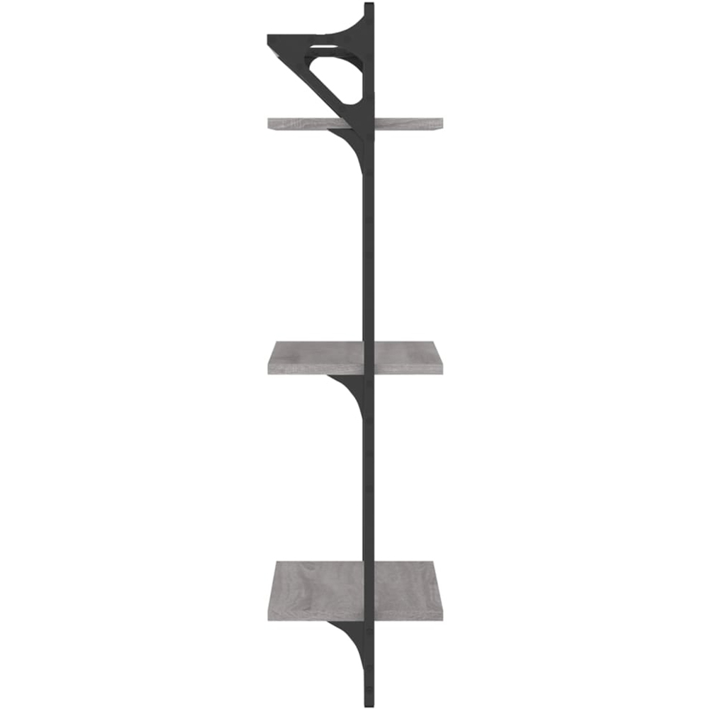 vidaXL 3-Tier Grey Sonoma Wall Shelf with Bars Set of 2 Image 5