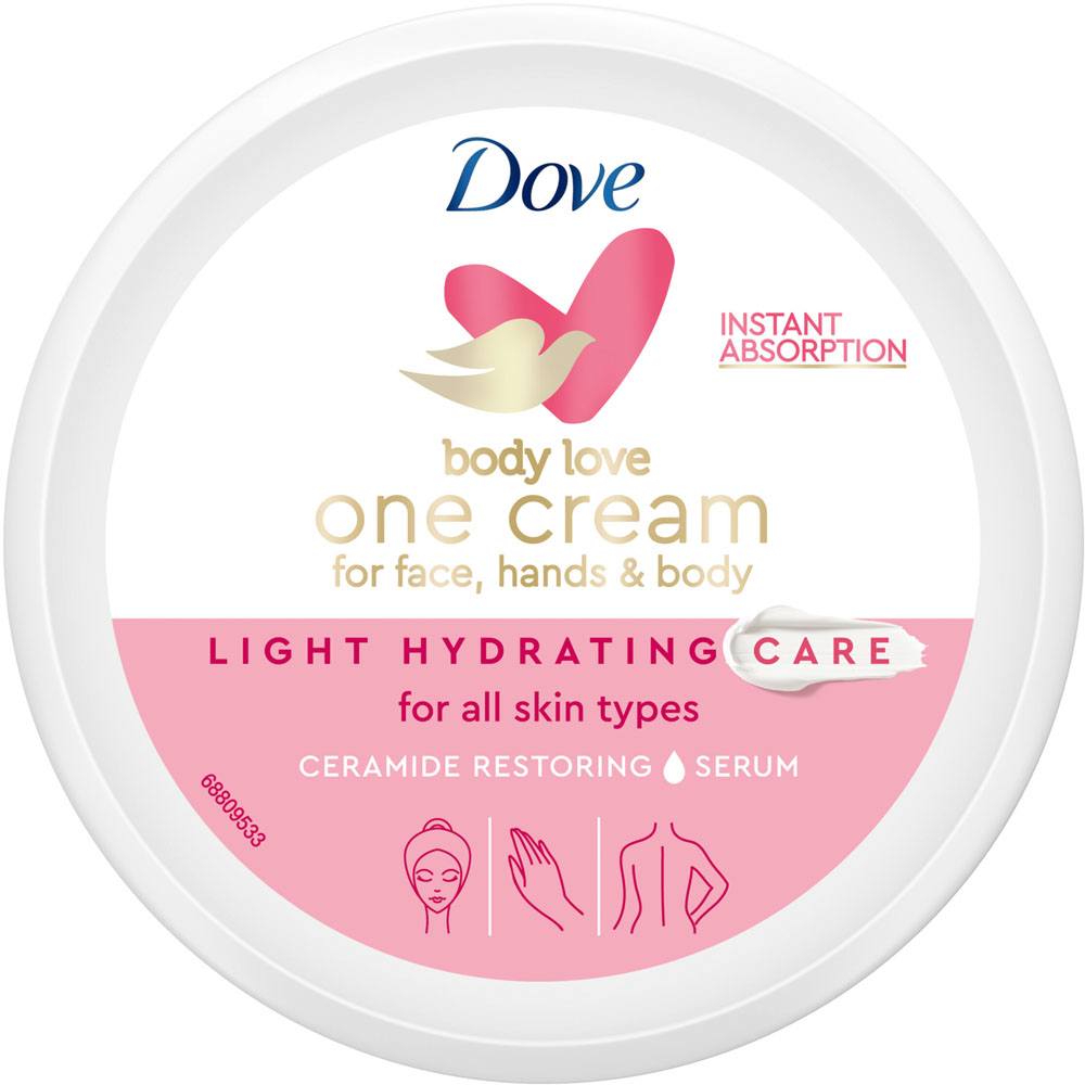 Dove One Cream Light Hydrating Care Body Cream 250ml Image 1