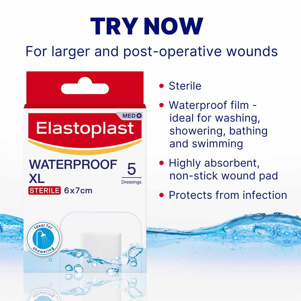 Elastoplast Waterproof Plasters 6cm x 7cm XL 5pk Image 3
