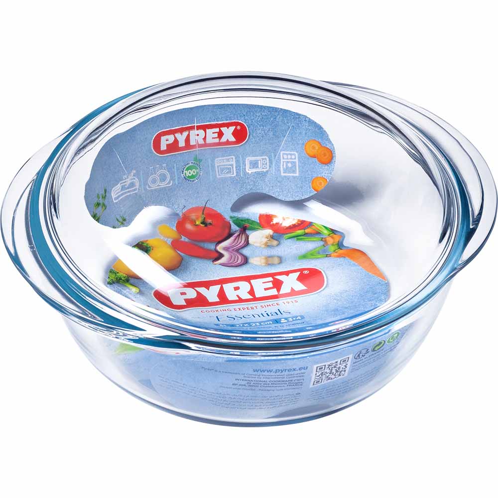 Pyrex 1L Clear Small Round Casserole Dish Image 1