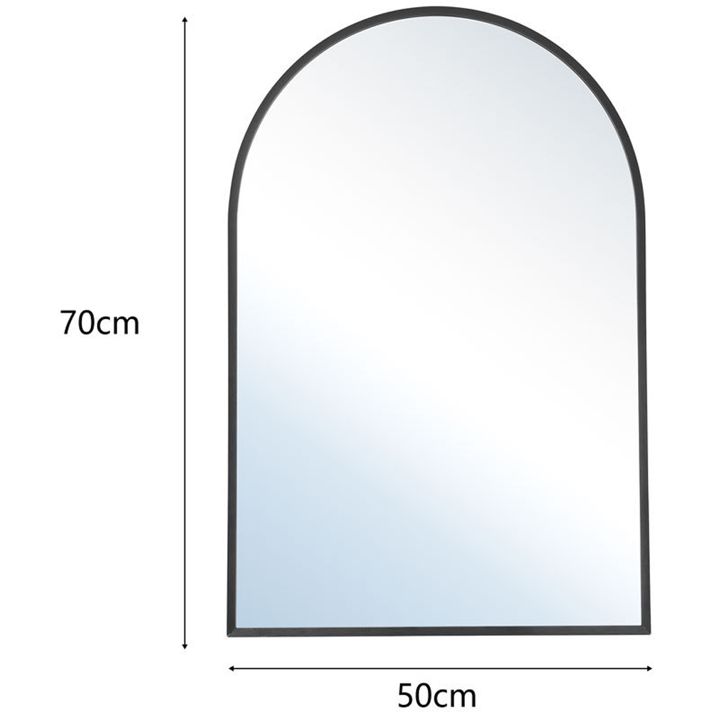 H&O Direct Black Aluminium Alloy Frame Arched Wall Mirror 70cm Image 5