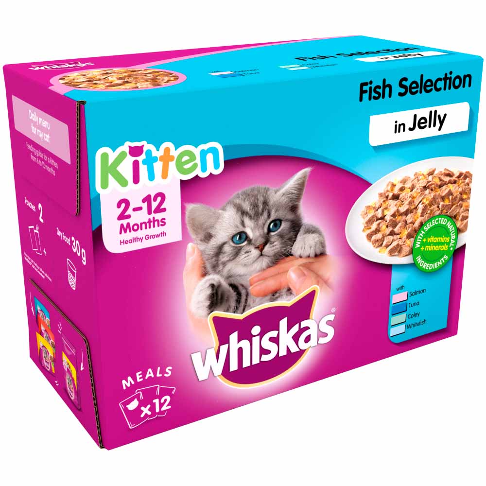 Whiskas Kitten 2-12 Months Fish Selection in Jelly Cat Food Pouches 12x100g Image 2