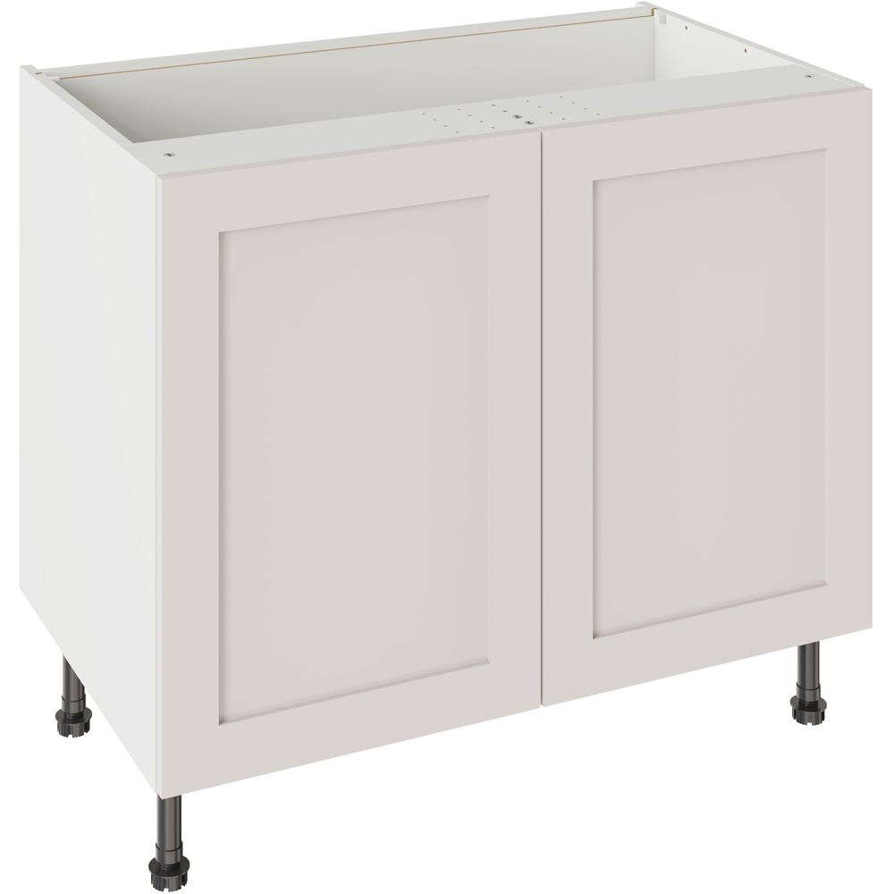 Kitchen Kit Shaker Matt Light Grey Base Kitchen Cabinet Flatpack 1000mm Image 1