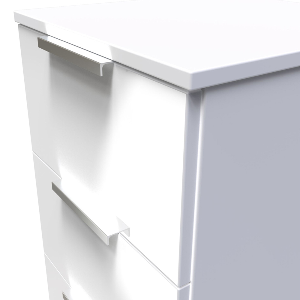 Crowndale Plymouth 3 Drawer White Gloss Bedside Table Image 5