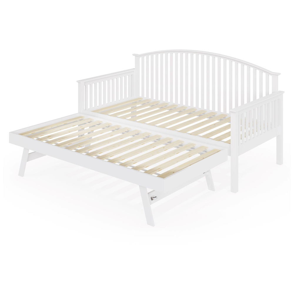 GFW Madrid Single White Wooden Day Bed with Trundle Image 3
