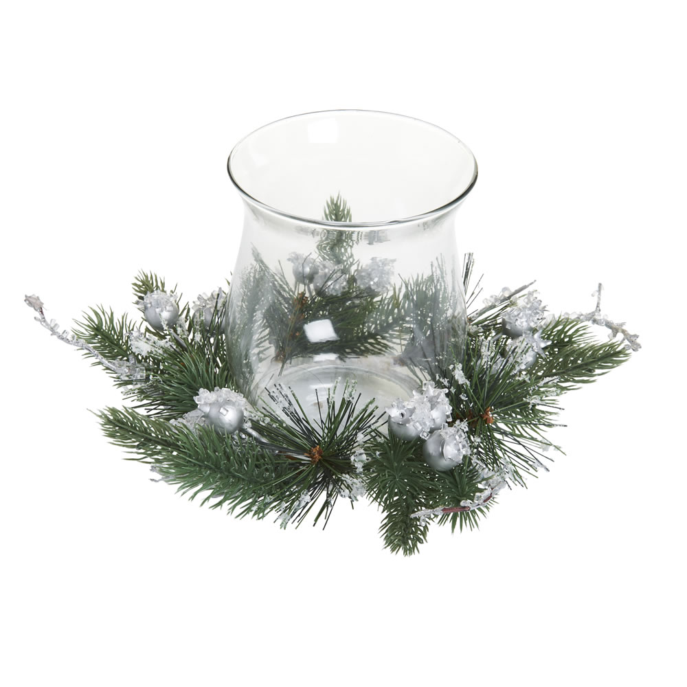 Wilko Silver Glass Candle Holder Image