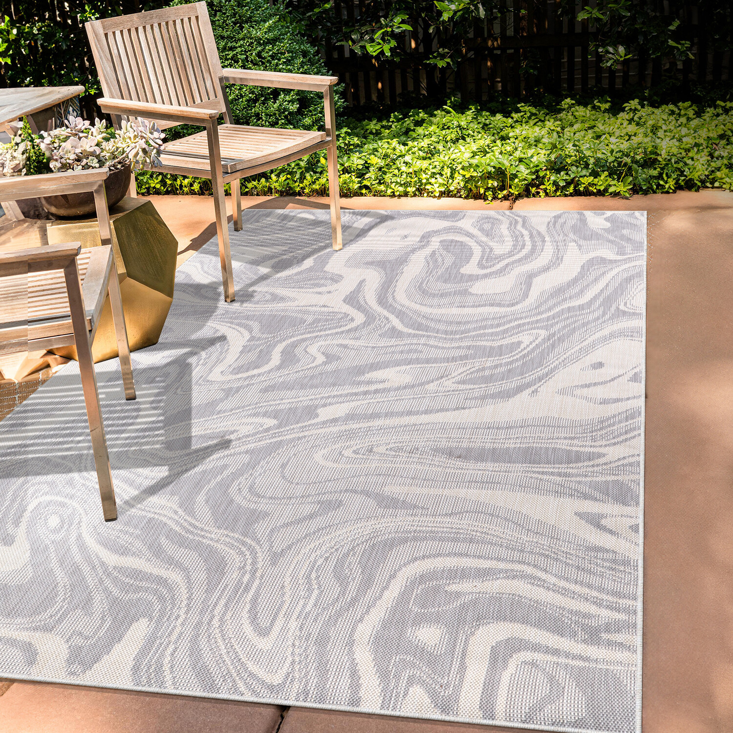 Liquid Marble Effect Rug  - Grey / 160cm Image 2